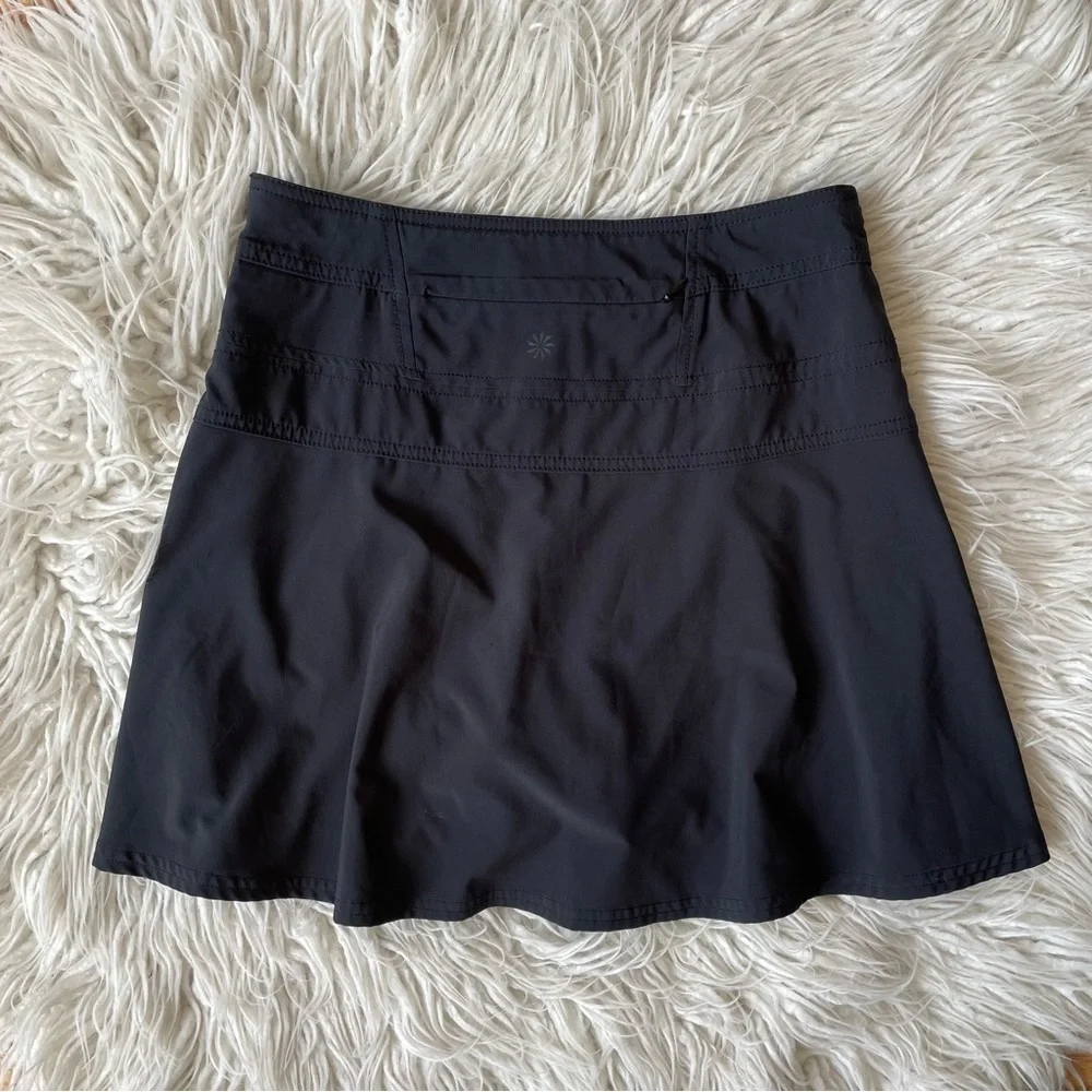 Athleta Everyday Skort Black Tennis Skater Skirt Shorts UPF 50+ #983365 EUC Sz 2